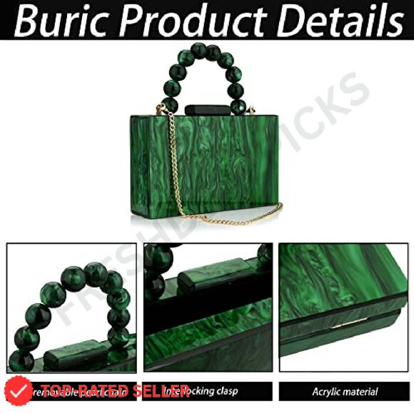 Acrylic Clutch Purse Elegant Evening Bag Chain Formal Handbag Party Bridal - Picture 5 of 8